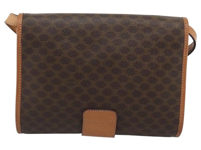 Céline CELINE Macadam Shoulder Bag PVC Leather Brown Gold Tone - vista 3