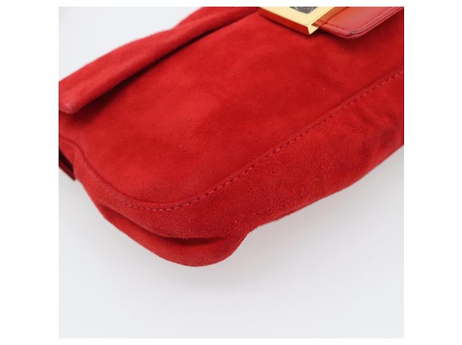 FENDI Mamma Baguette Shoulder Bag Suede Red Gold - vista 11
