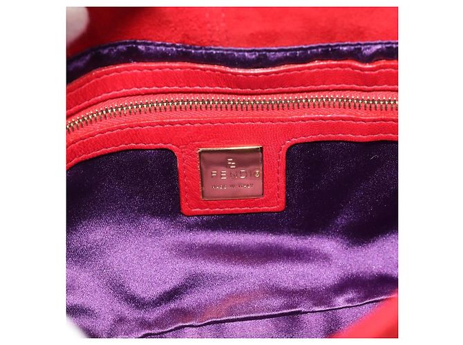 FENDI Mamma Baguette Shoulder Bag Suede Red Gold - vista 15