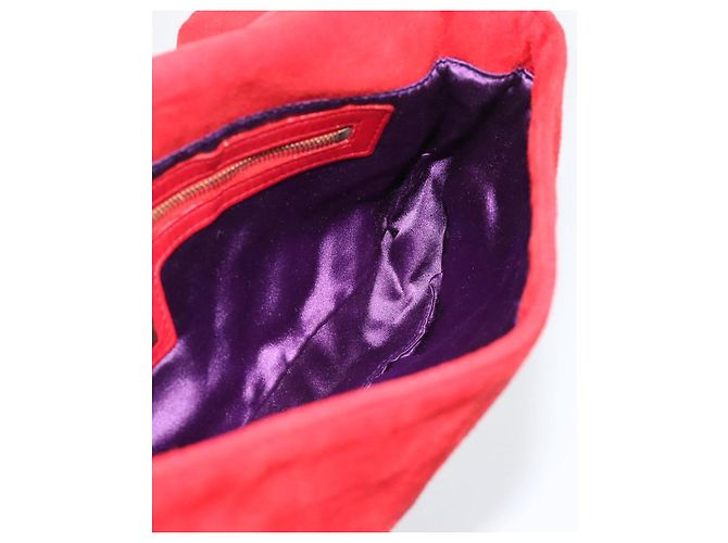 FENDI Mamma Baguette Shoulder Bag Suede Red Gold - vista 17