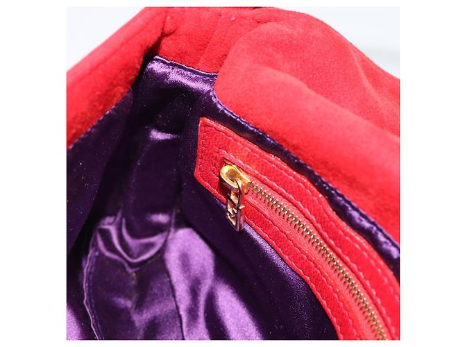 FENDI Mamma Baguette Shoulder Bag Suede Red Gold - vista 19