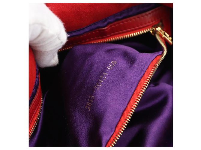 FENDI Mamma Baguette Shoulder Bag Suede Red Gold - vista 21