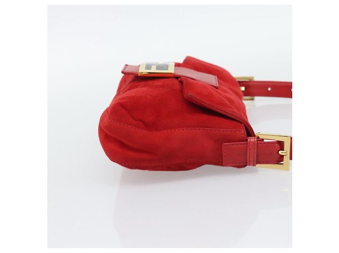 FENDI Mamma Baguette Shoulder Bag Suede Red Gold - vista 5