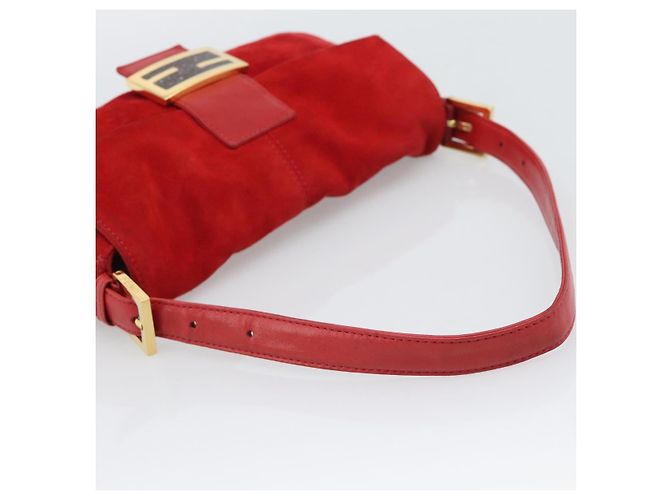 FENDI Mamma Baguette Shoulder Bag Suede Red Gold - vista 7