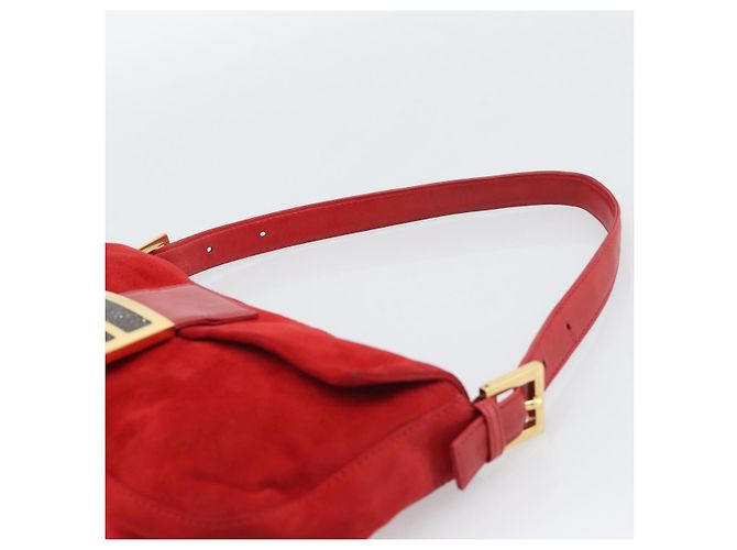 FENDI Mamma Baguette Shoulder Bag Suede Red Gold - vista 8