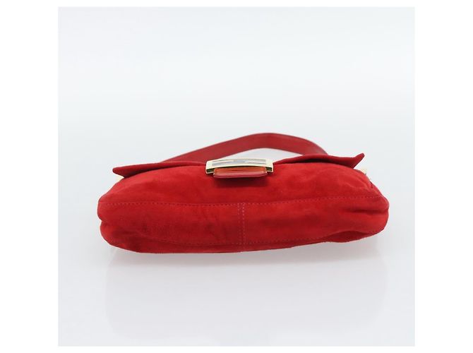 FENDI Mamma Baguette Shoulder Bag Suede Red Gold - vista 9