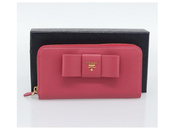 PRADA Saffiano Long Wallet Pink Gold Tone - vista 24