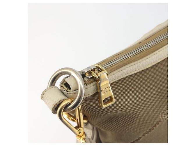 PRADA Shoulder Bag Canvas Beige Gold - vista 17
