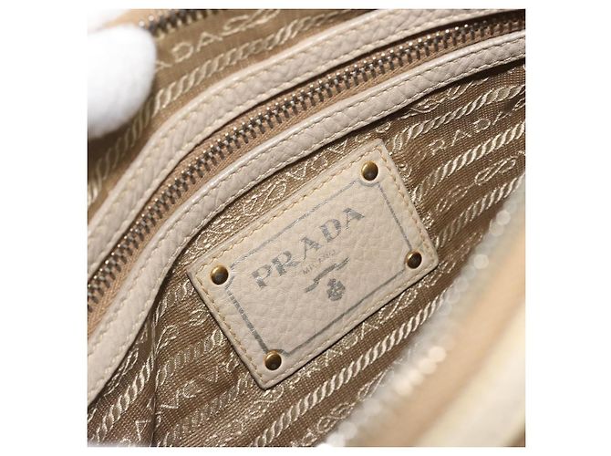 PRADA Shoulder Bag Canvas Beige Gold - vista 19