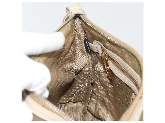 PRADA Shoulder Bag Canvas Beige Gold - vista 22