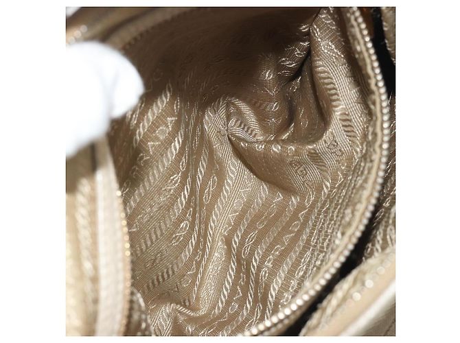 PRADA Shoulder Bag Canvas Beige Gold - vista 24