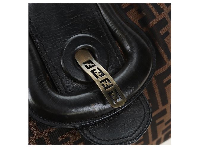 FENDI Zucca Canvas Chain Shoulder Bag Black Brown - view 15