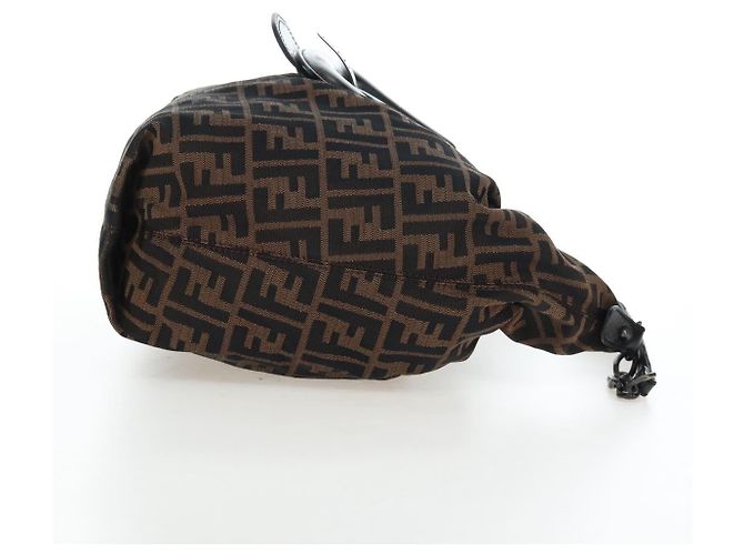 FENDI Zucca Canvas Chain Shoulder Bag Black Brown - view 5