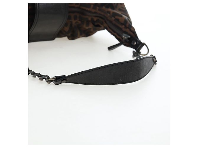 FENDI Zucca Canvas Chain Shoulder Bag Black Brown - view 7