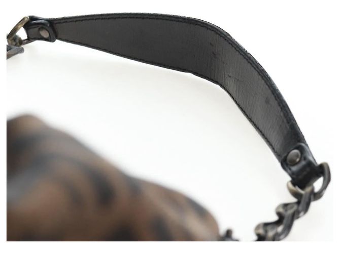 FENDI Zucca Canvas Chain Shoulder Bag Black Brown - view 9