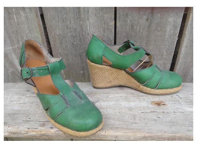 Autre Marque Sandali con zeppa vintage seventies Verde - vista 2