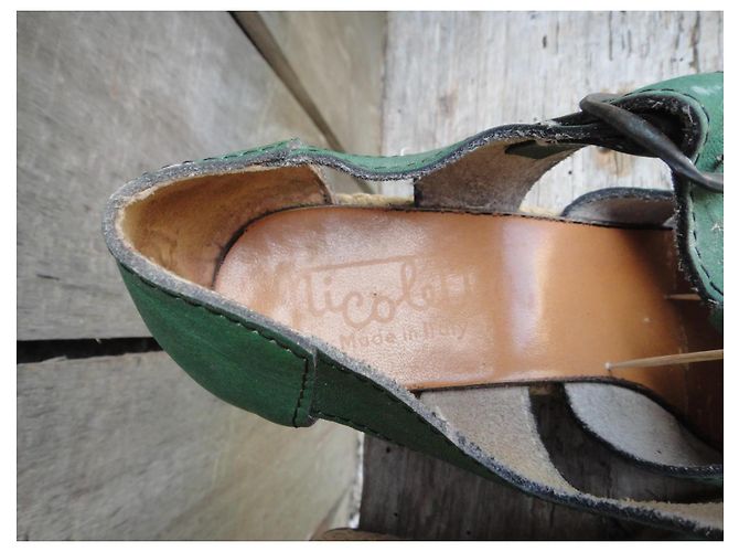 Autre Marque Sandali con zeppa vintage seventies Verde - vista 3