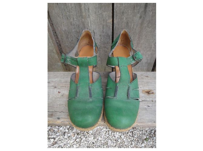 Autre Marque Sandali con zeppa vintage seventies Verde - vista 4