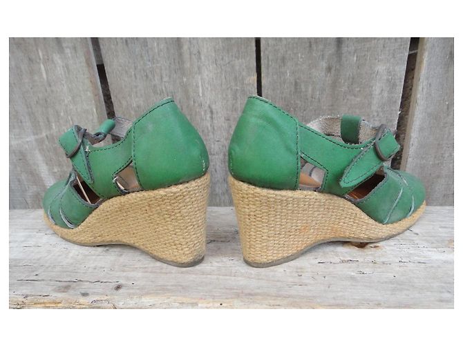 Autre Marque Sandali con zeppa vintage seventies Verde - vista 5