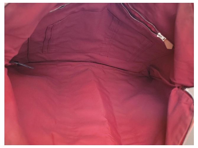 Borsa da viaggio in tela rossa Hermès Rosso - vista 10
