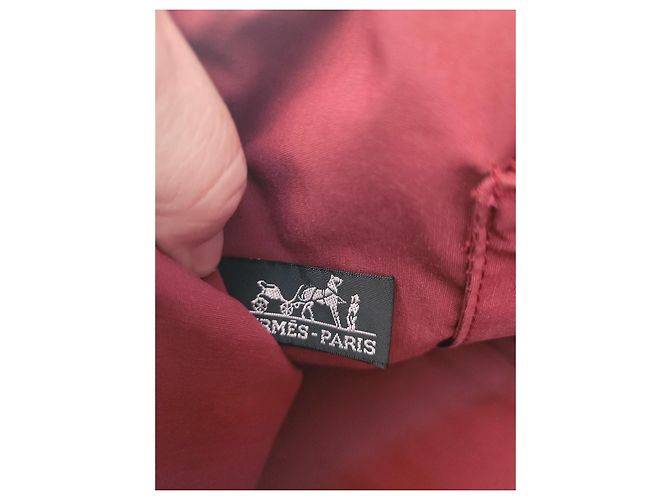 Borsa da viaggio in tela rossa Hermès Rosso - vista 12