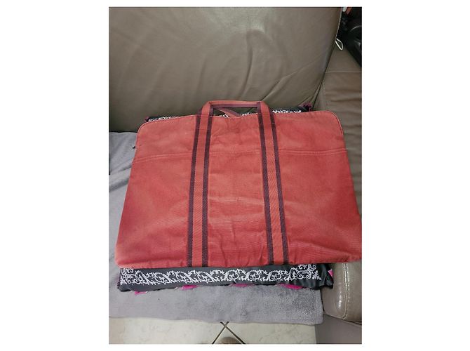 Borsa da viaggio in tela rossa Hermès Rosso - vista 2