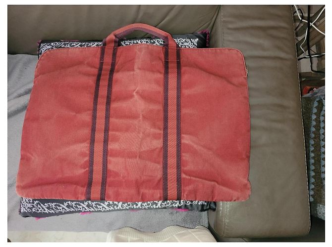Borsa da viaggio in tela rossa Hermès Rosso - vista 4
