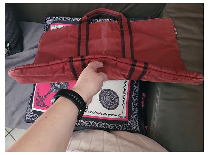 Borsa da viaggio in tela rossa Hermès Rosso - vista 6