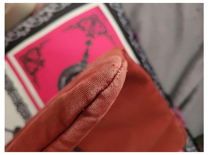 Borsa da viaggio in tela rossa Hermès Rosso - vista 7