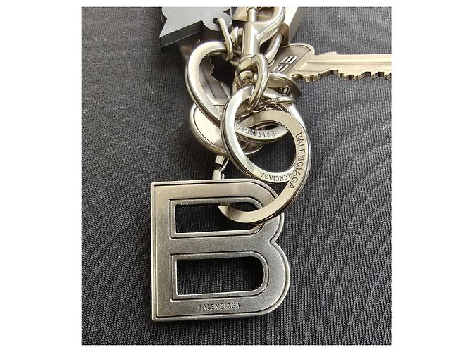 Balenciaga Kit Keychain Nero Bianco Silver hardware - vista 6