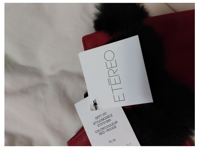 Autre Marque Etéreo Lederhandschuhe Rot mit schwarzem Pelz - Ansicht 6