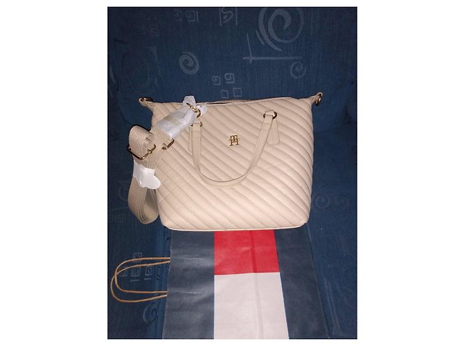 Borsa Tommy Hilfiger trapuntata beige - vista 12