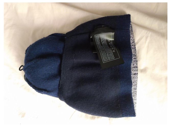 Autre Marque Berretto in lana blu navy con pompon Metallico - vista 15