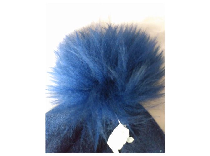 Autre Marque Berretto in lana blu navy con pompon Metallico - vista 7