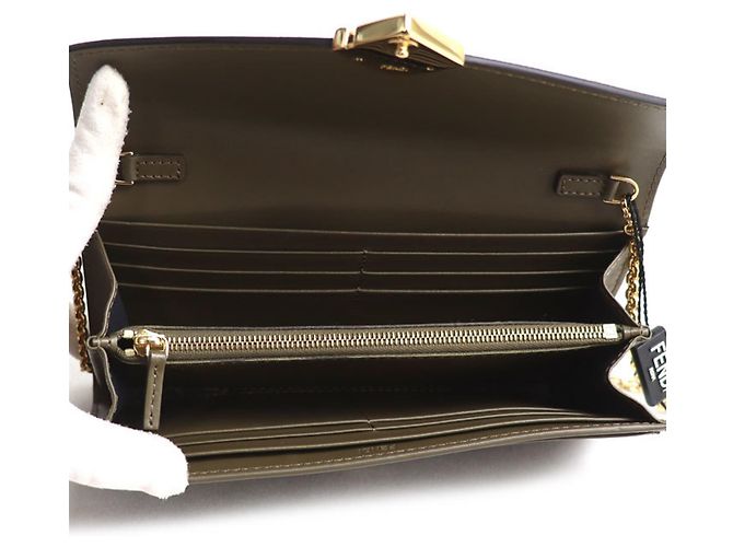 Portafoglio a catena Fendi FF Diamond D'oro - vista 4