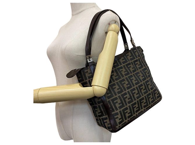 Fendi Zucca Lederhandtasche Braun - Ansicht 13