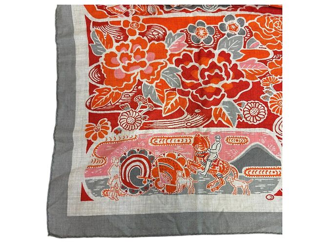 Silk In Hermès Sciarpa in cashmere e seta Hermes in grigio e arancione Marrone - vista 5