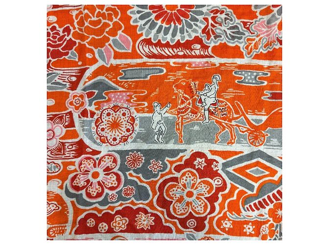 Silk In Hermès Sciarpa in cashmere e seta Hermes in grigio e arancione Marrone - vista 6