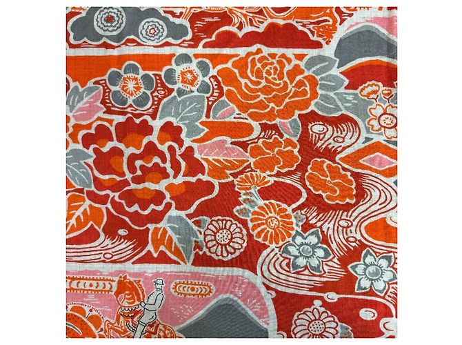 Silk In Hermès Sciarpa in cashmere e seta Hermes in grigio e arancione Marrone - vista 8