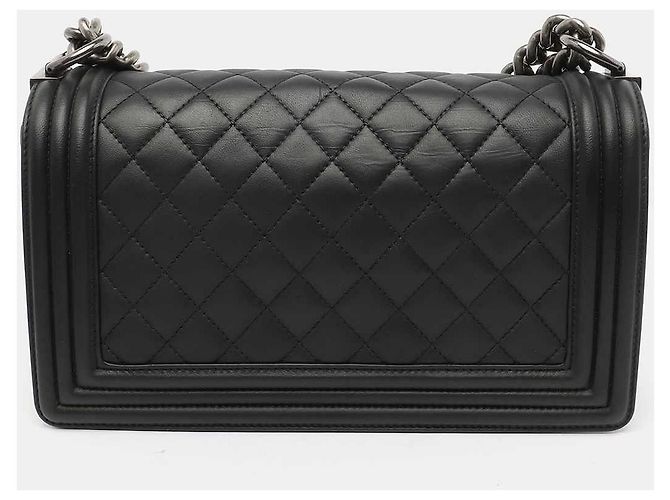 Borsa Chanel Le Boy Medium in Pelle di Agnello Nera Nero - vista 4