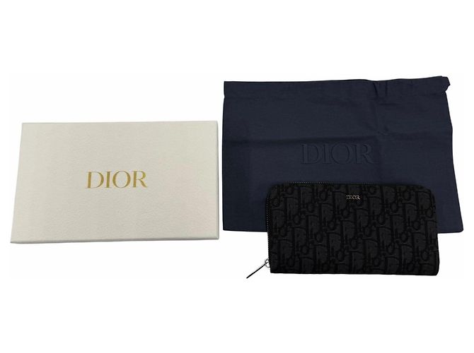 Christian Dior Oblique Jacquard Leather Wallet Black - view 2