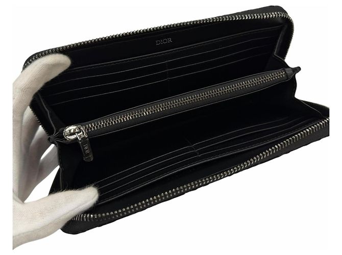 Christian Dior Oblique Jacquard Leather Wallet Black - view 6