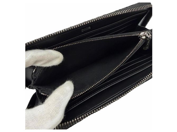 Christian Dior Oblique Jacquard Leather Wallet Black - view 7