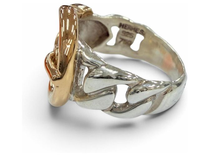 Hermès HERMES 925 750 Boucles Sellier Ring Silber Golden - Ansicht 3