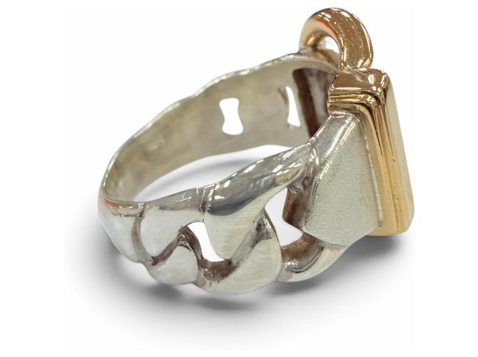 Hermès HERMES 925 750 Boucles Sellier Ring Silber Golden - Ansicht 5