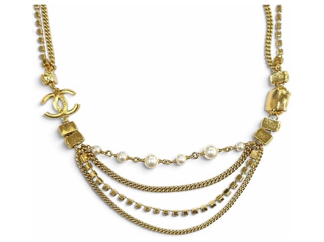 Collana a catena Chanel C24P Coco Mark in perle ecologiche e logo crush Rosa Bianco D'oro - vista 4