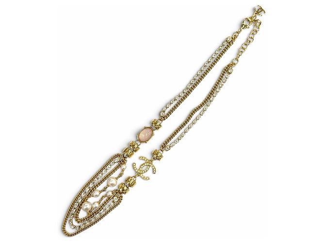 Collana a catena Chanel C24P Coco Mark in perle ecologiche e logo crush Rosa Bianco D'oro - vista 6