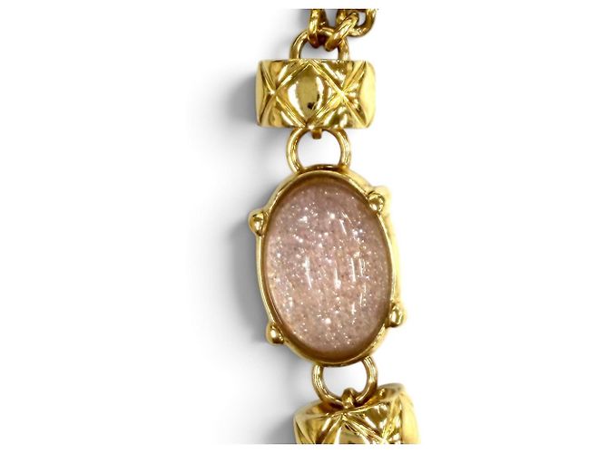 Collana a catena Chanel C24P Coco Mark in perle ecologiche e logo crush Rosa Bianco D'oro - vista 9