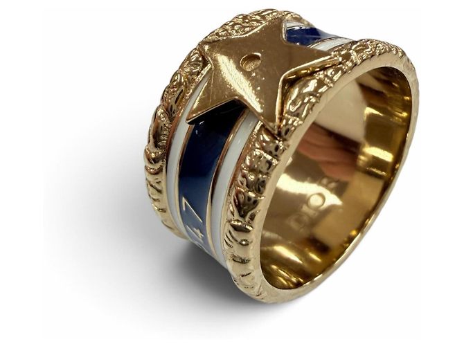 Christian Dior DIOR Ring mit Metall-Stern-Logo Weiß Golden Marineblau - Ansicht 3