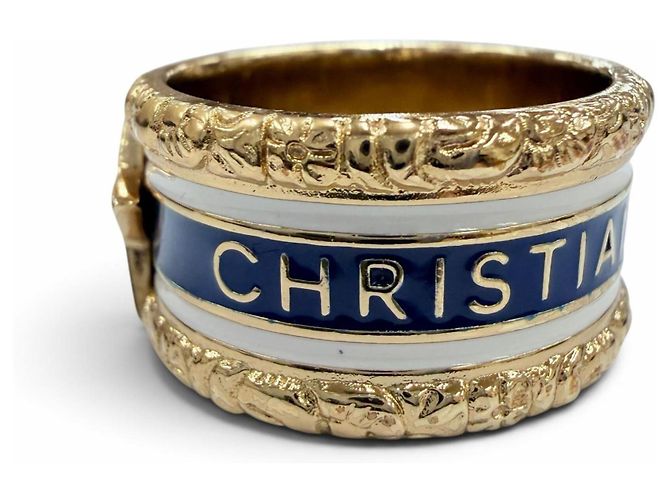 Christian Dior DIOR Ring mit Metall-Stern-Logo Weiß Golden Marineblau - Ansicht 4